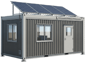 Site office with rooftop solar panels